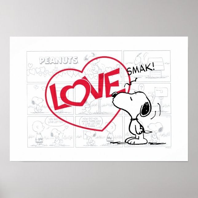 Poster Snoopy "Love" bande dessinée graphique (Devant)