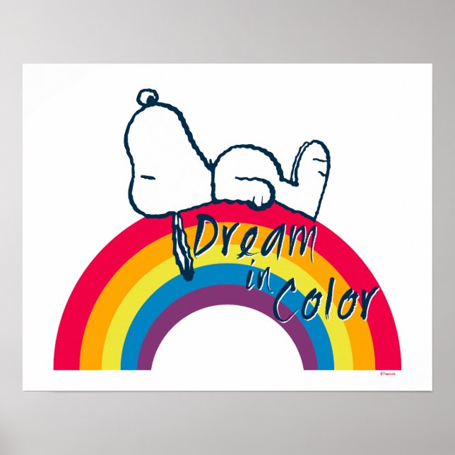Poster Snoopy | Rêver en couleur arc-en-ciel (Devant)