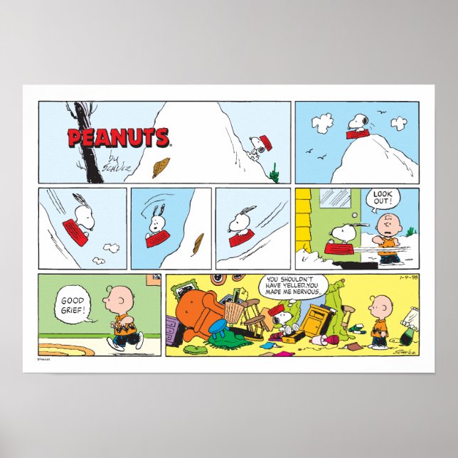 Poster Snoopy Sled Riding Food Dish (Devant)