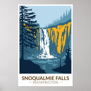 Poster Snoqualmie Falls Washington Cascade Vintage