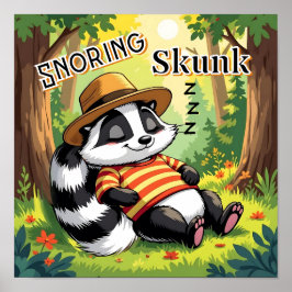 Poster Snording Skunk | Belle caricature de l'art de la p