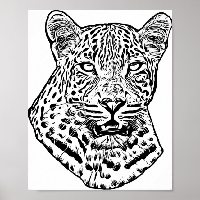 Poster Snow Leopard Abstrait Art original de la jungle (Devant)