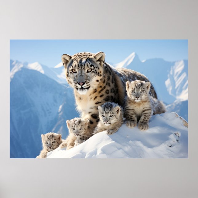 Poster Snow Leopard Animal Wild Beauté Liberté Wilderness (Devant)