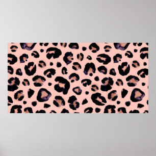 Poster Snow Leopard noir gris beige arrière - plan sans c