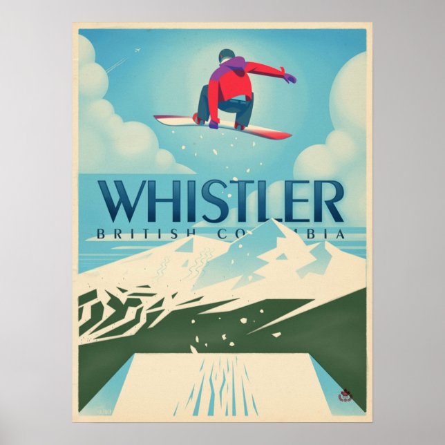 Poster Snowboard Booter Whistler BC Travel (Devant)
