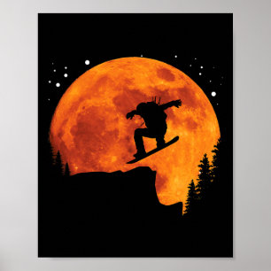 Poster Snowboard cool Snowboard Cliff Aller À La Lune