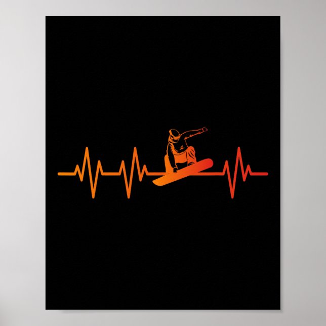 Poster Snowboard Heartbeat 80s 90s Retro Winter Snowboard (Devant)