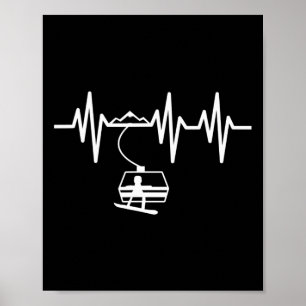 Poster Snowboard Heartbeat - Snowboarder Funny Cadeau