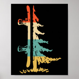 Poster Snowboard Pine Tree Vintage Snowboard Snowboardi
