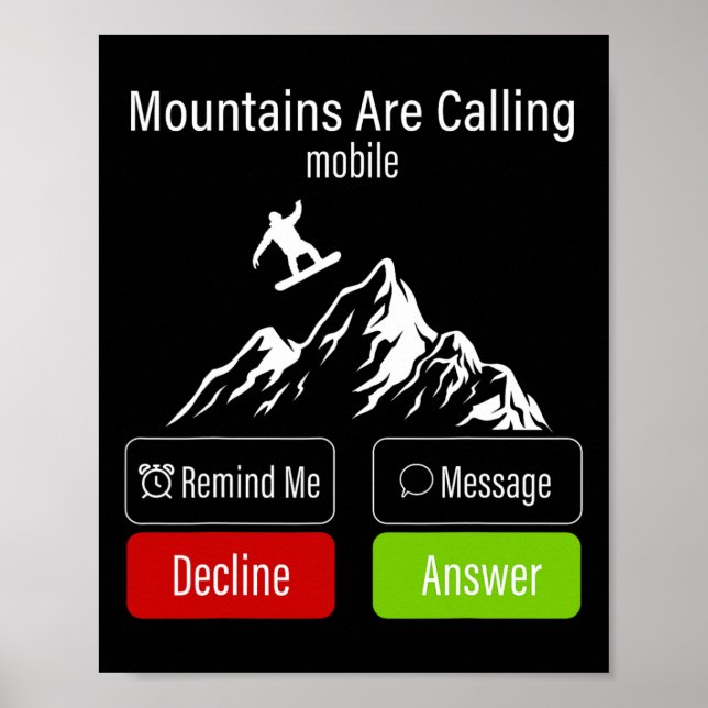 Poster Snowboard Snowboard Mobile Phone Display Mounta (Devant)