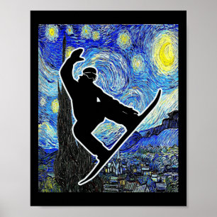 Poster Snowboard Starry Nuit Snowboard Van Gogh