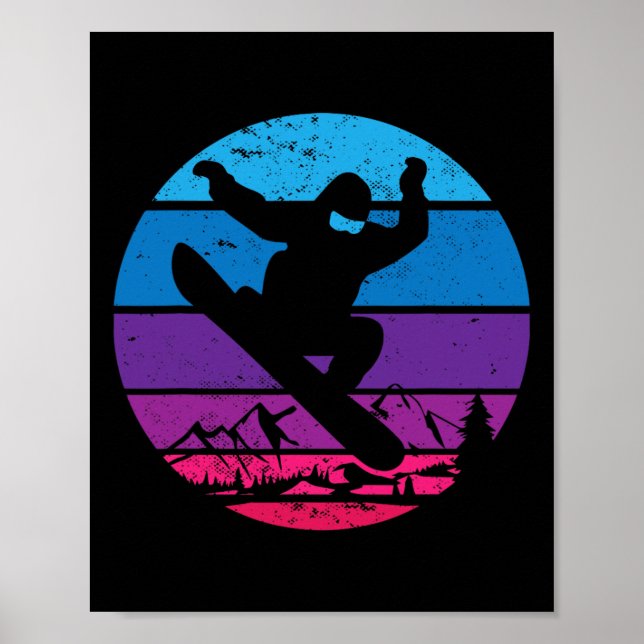 Poster Snowboard vintage Silhouette I Rétro (Devant)