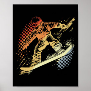 Poster Snowboarder Graphisme Retro Style Alpine Snowboard