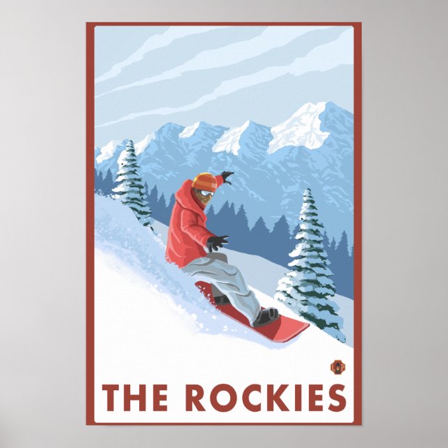 Poster Snowboarder - Les Rocheuses (Devant)