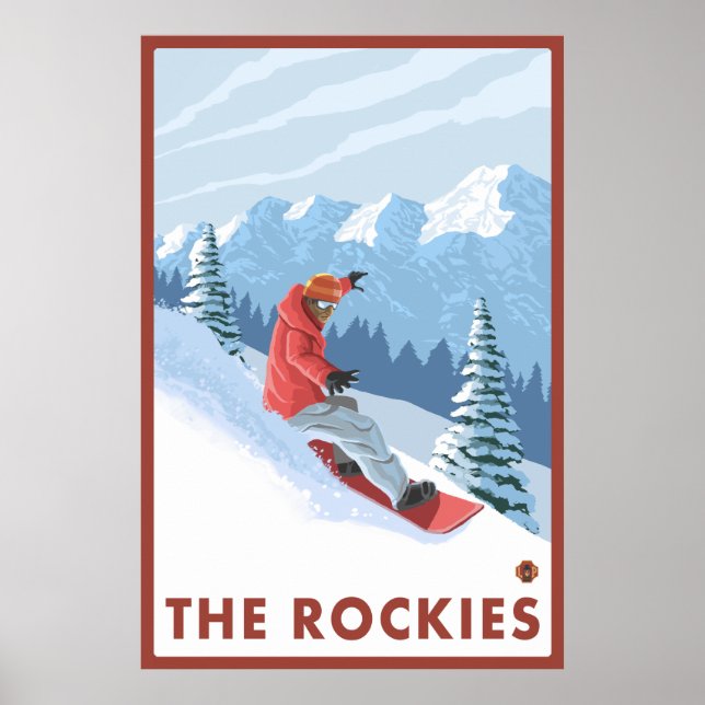 Poster Snowboarder - Les Rocheuses (Devant)