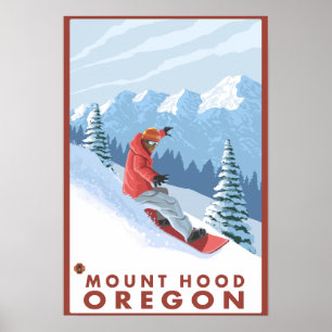 Poster Snowboarder Scender - Mount Hood, Oregon