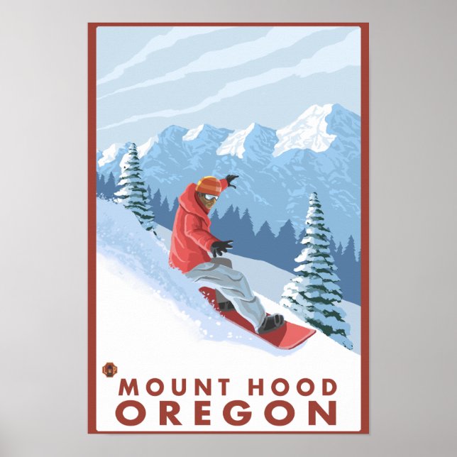 Poster Snowboarder Scene - Mont Hood, Oregon (Devant)