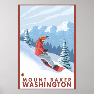 Poster Snowboarder Scene - Mount Baker, Washington