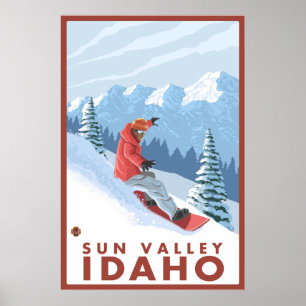 Poster Snowboarder Scene - Sun Valley, Idaho