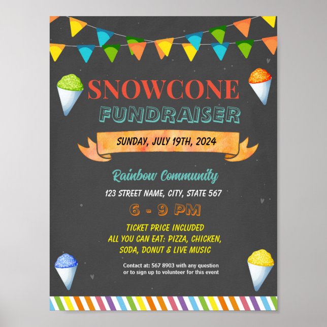 Poster Snowcone modifiable collecte de fonds Circulaire (Devant)