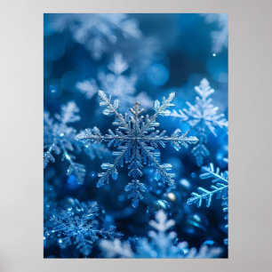 Poster Snowflakes De Noël En Art numérique Couleur Bleue