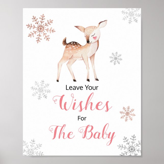 Poster Snowflakes d'hiver des cerfs Onederland Voeux pour (Devant)