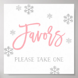 Poster Snowflakes en argent et signe Pink Chic Favour