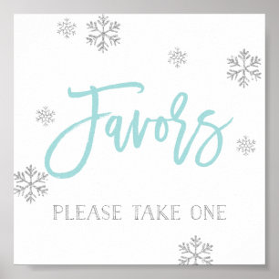 Poster Snowflakes en argent et Symbole Blue Chic Favour
