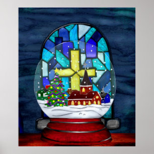 Poster Snowglobe Whimsey Catholic Holiday