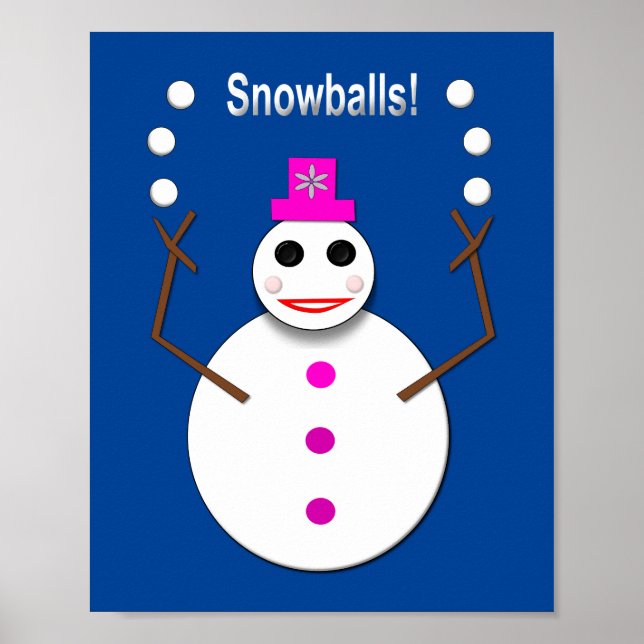Poster Snowlady de Noël Jongler boules de neige amusant (Devant)