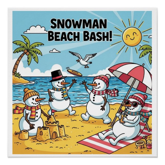 Poster Snowman Beach Bash (Devant)