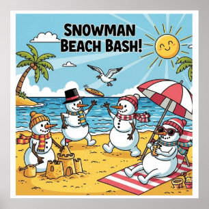 Poster Snowman Beach Bash
