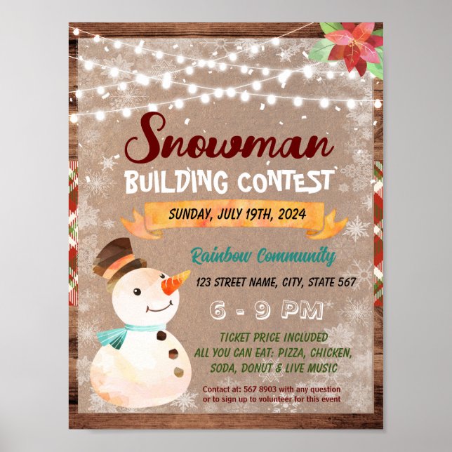 Poster Snowman Concours Concours de l'école flyer (Devant)