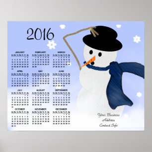 Poster Snowman dans l'éolien Promo d'affaires 2016 Calend