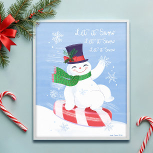 Poster Snowman et Peppermenthe Laisser la neige Art Impri