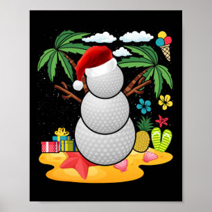 Poster Snowman Golfer Tee Noël Été En Juillet Fête
