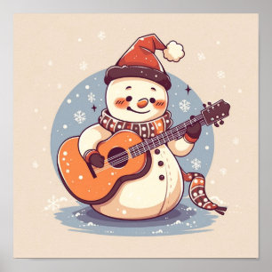Poster Snowman jouant de la guitare