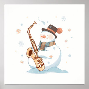 Poster Snowman Jouer au saxophone