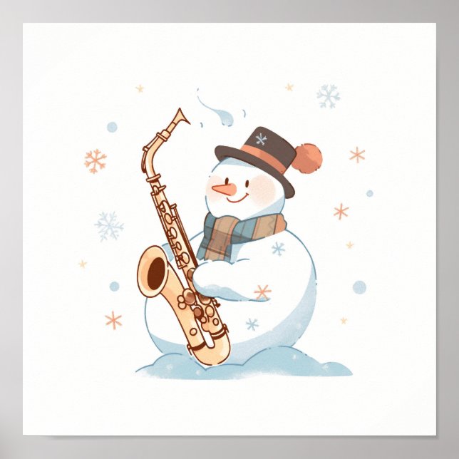 Poster Snowman Jouer au saxophone (Devant)