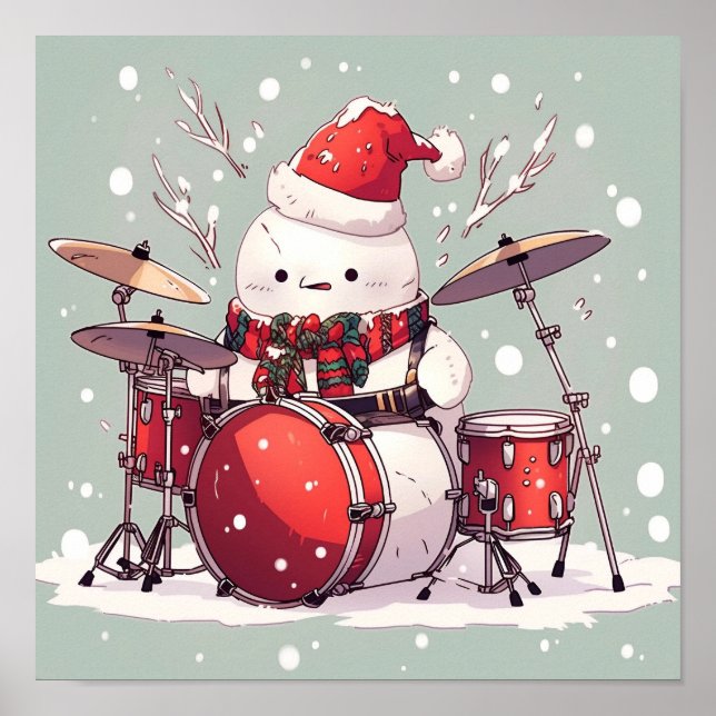 Poster Snowman Jouer aux tambours (Devant)