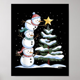Poster Snowman Joyeux Noël Noël Noël Arbre Neige Famille 