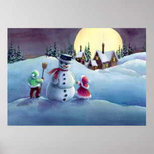 Poster SNOWMAN & KIDS par SHARON SHARPE