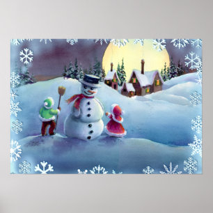 Poster SNOWMAN & KIDS par SHARON SHARPE