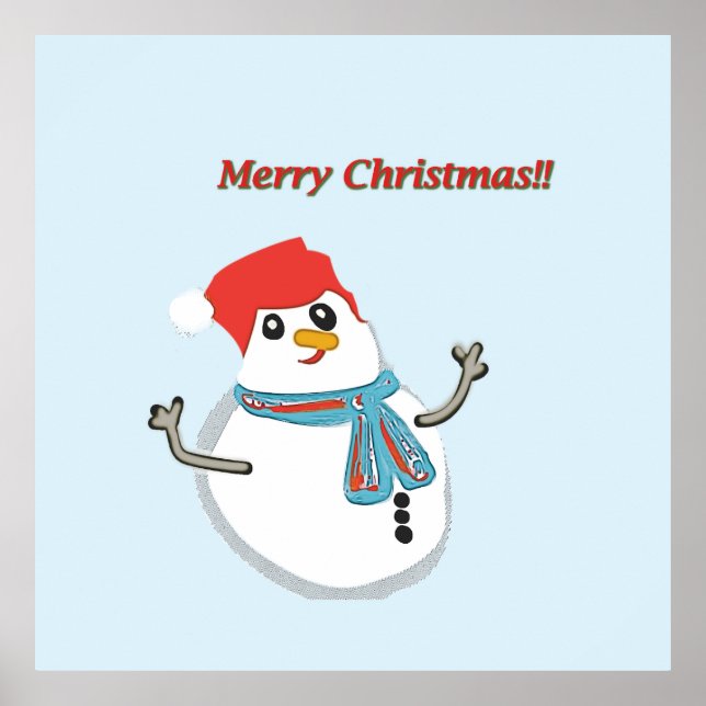 Poster Snowman, Merry Christmas!! (Devant)