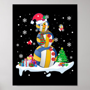 Poster Snowman Père Noël Volleyball Joueur de Golf Xmas