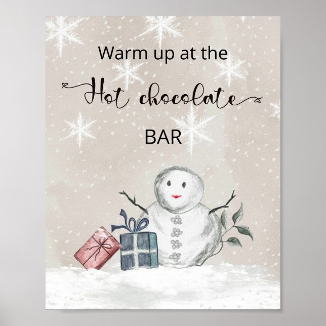 Poster Snowman Réchauffez-vous au chocolat chaud bar (Devant)