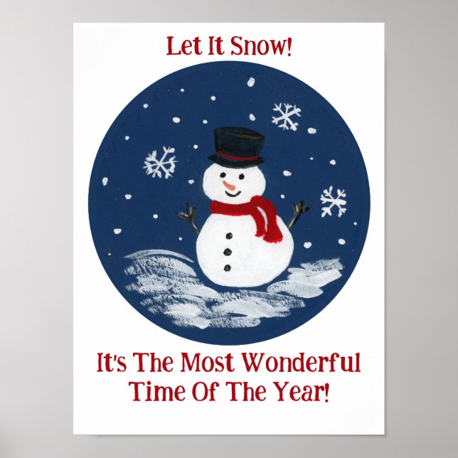 Poster Snowman Red Merveilleux temps année PERSONNALISER (Devant)