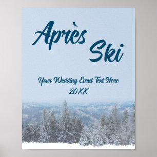Poster Snowy Mountain Forest Apres Ski Mariage Event