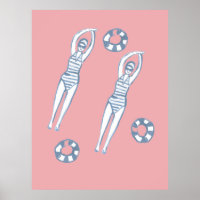 Snychro artistique nageurs bleu illustration rose