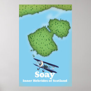Poster Soay Hébrides intérieures d'Écosse carte